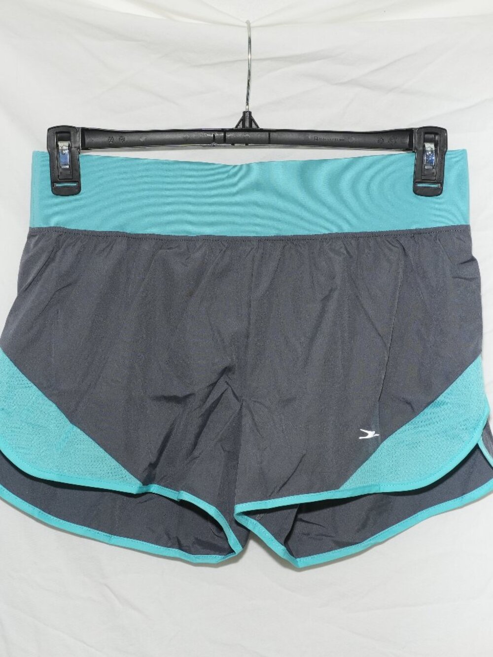 LNC Crane Womens Medium Athletic Shorts Quick Dry Built in Underwear Gray Teal
